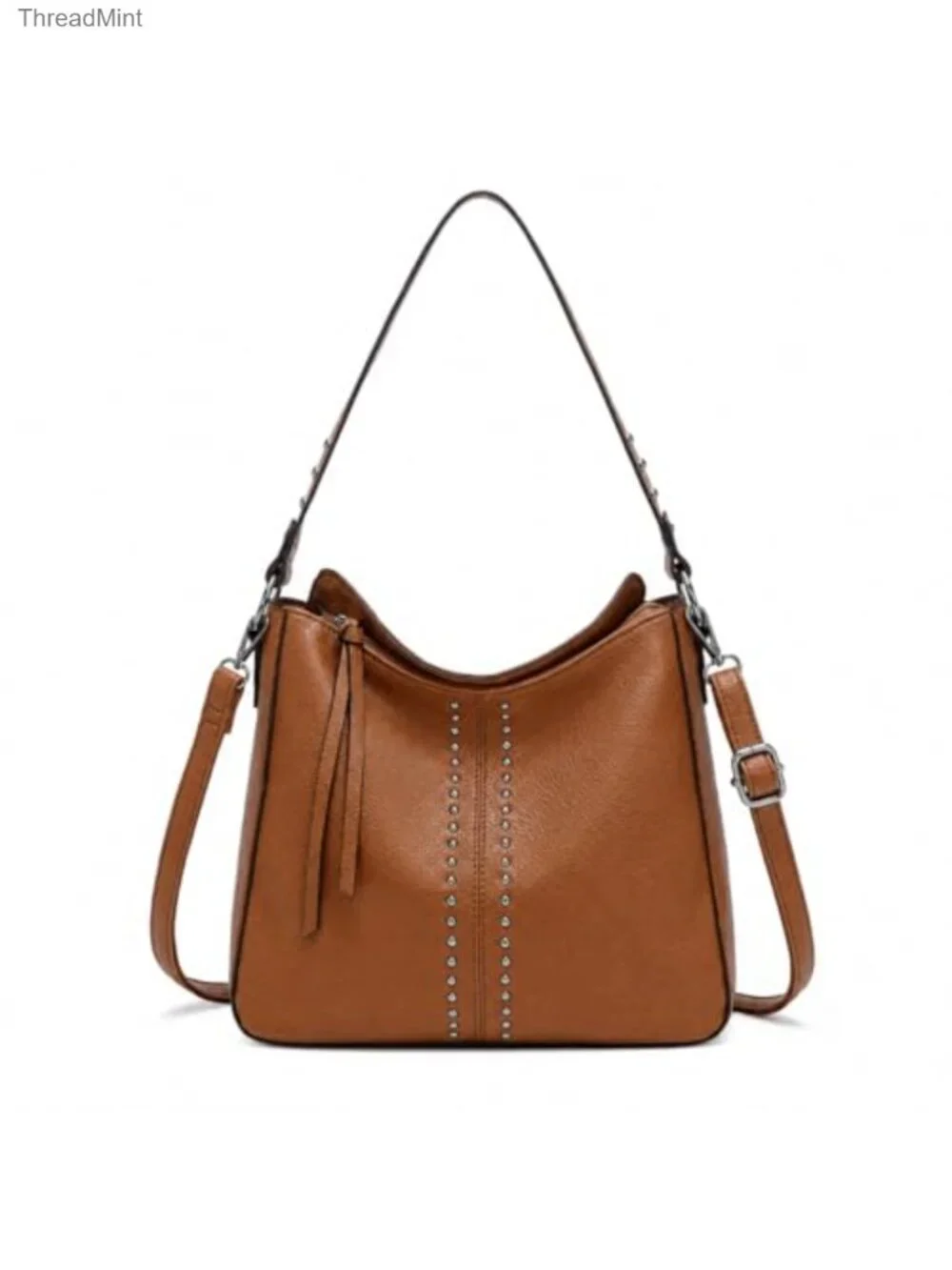 Faux Leather Studded Hobo Bag Crossbody Purse Shoulder Handbag Women